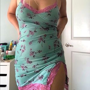 Motelrocks Coti Dress in Mesh Bloom Lime